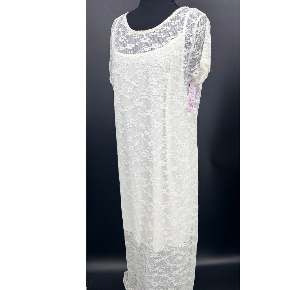 Wild Fable Maxi Dress Women XXL Off White NEW Floral Lace Sheer Overlay Boho